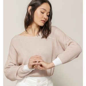Line & Dot Favorite Off Shoulder Ribbed Pullover